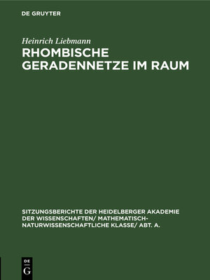 cover image of Rhombische Geradennetze im Raum